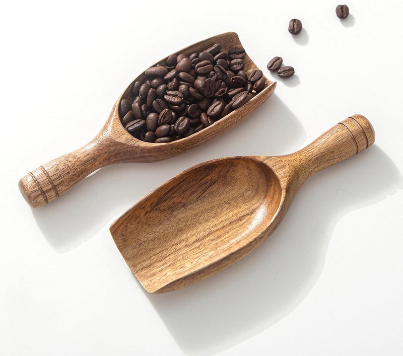 Lebami Big Wooden Coffee Scoop, 2pcs Large Coffee Scoops for Ground Coffee Beans, Acacia Wood Shovel Spoons Multipurpose for Jars Canisters,Kitchen Scooping Tool Salts Spice Pepper Powder Tea Shovels - Image 1
